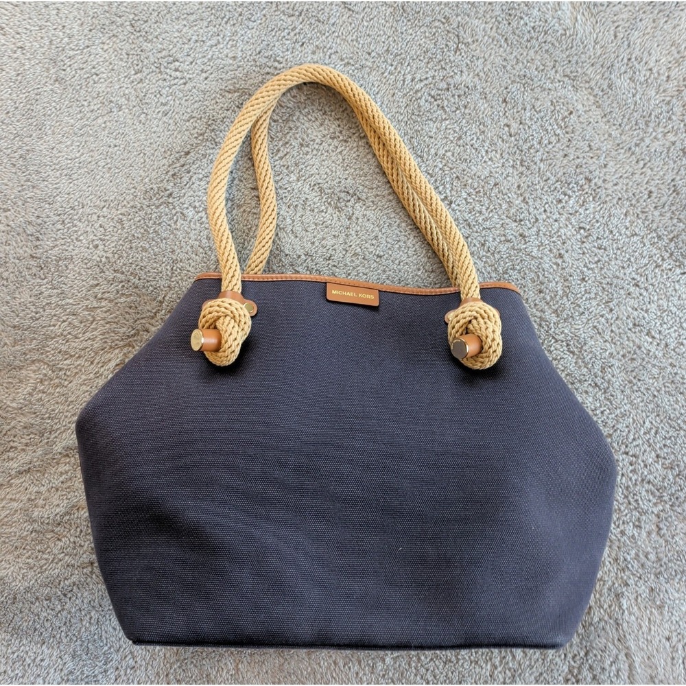 Michael Kors Med Tote Maritime Canvas Nautical Navy MARITIME